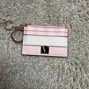 Victoria's Secret Pink and Cream Card Holder Keychain